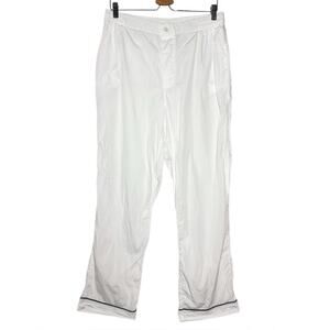 Sleepy Jones White Navy Blue Contrast Cotton Elastic Marcel Pajama Pants - Large